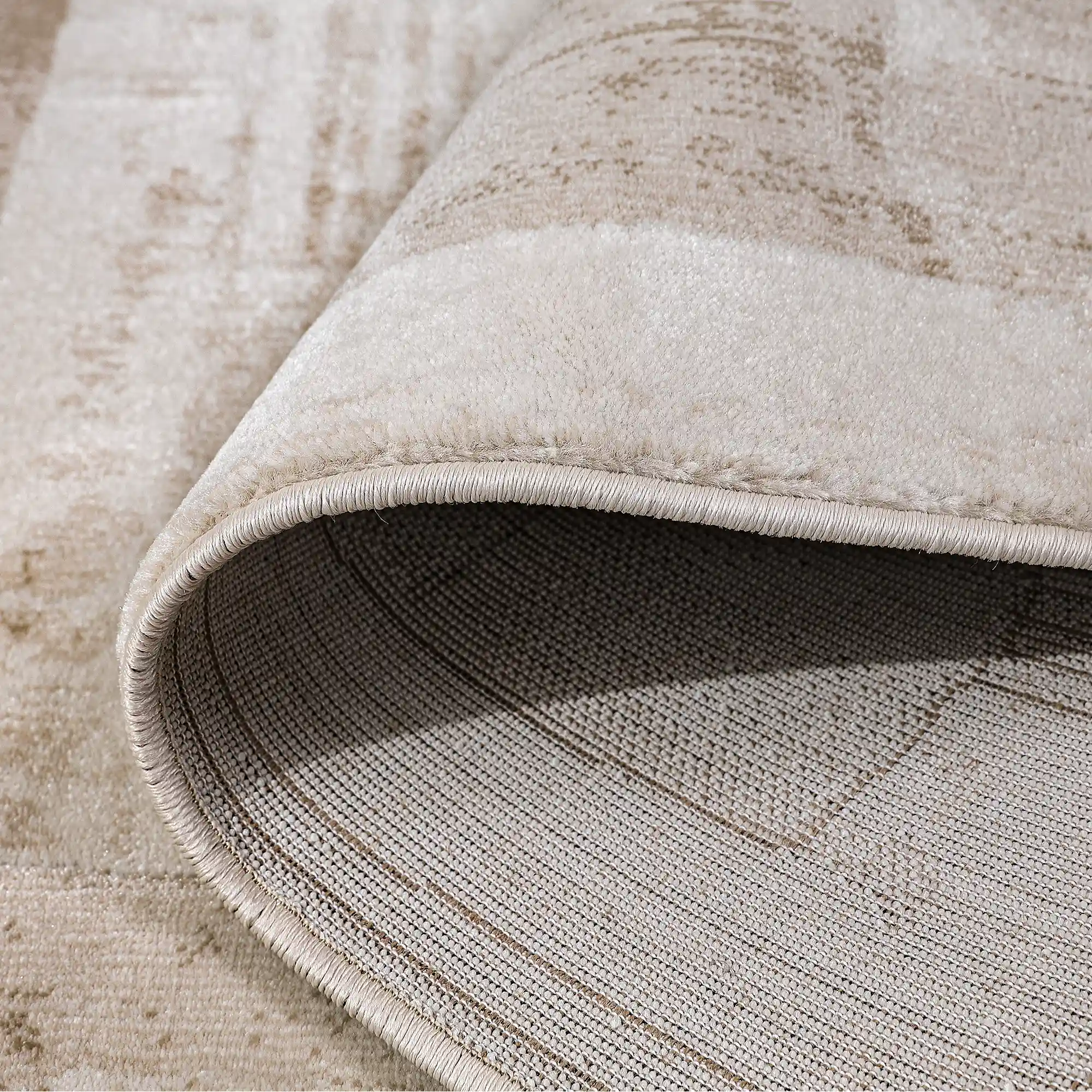 Shanluan Layered Horizon Abstract Neutral Area Rug Natural Breathable Feel & Minimalist Warm Ambiance Carpet