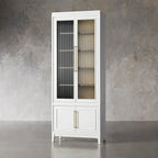 Rowan Modular Stacked Cabinet Glass Doors Tall Display Cabinet Wood Bookcase Sideboard