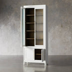 Rowan Modular Stacked Cabinet Glass Doors Tall Display Cabinet Wood Bookcase Sideboard