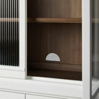Rowan Modular Stacked Cabinet Glass Doors Tall Display Cabinet Wood Bookcase Sideboard