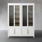 Rowan Modular Stacked Cabinet Glass Doors Tall Display Cabinet Wood Bookcase Sideboard