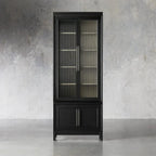 Rowan Modular Stacked Cabinet Glass Doors Tall Display Cabinet Wood Bookcase Sideboard
