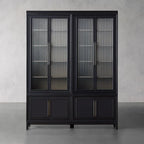 Rowan Modular Stacked Cabinet Glass Doors Tall Display Cabinet Wood Bookcase Sideboard