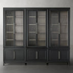 Rowan Modular Stacked Cabinet Glass Doors Tall Display Cabinet Wood Bookcase Sideboard