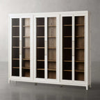 Rowan Modular Tall Clear Glass Display Cabinet Wood Storage Bookcase