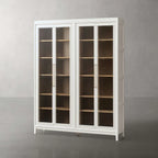 Rowan Modular Tall Clear Glass Display Cabinet Wood Storage Bookcase