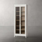 Rowan Modular Tall Clear Glass Display Cabinet Wood Storage Bookcase