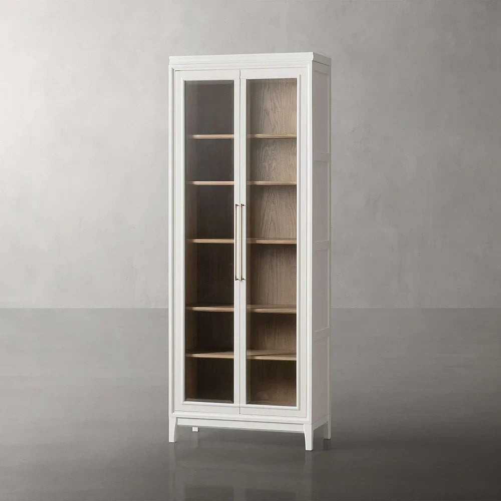 Rowan Modular Tall Clear Glass Display Cabinet Wood Storage Bookcase