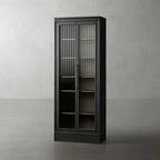 Rowan Reeded Glass Doors Tall Display Cabinet Ash Wood Office File Cabinet Bookcase