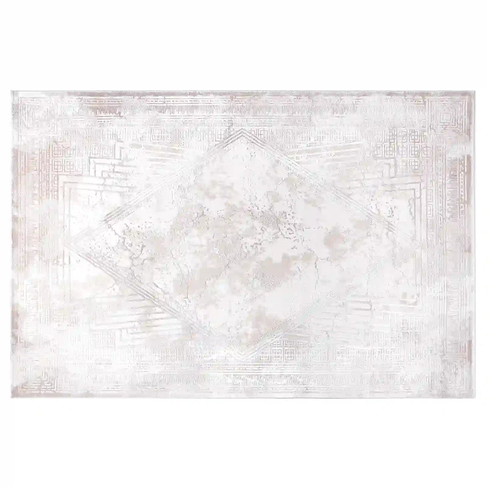 Safei Layered Geometric Calm Area Rug with Vintage-Style Carpet Minimalist Faded Geometric Meander Style