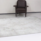 Safei Layered Geometric Calm Area Rug with Vintage-Style Carpet Minimalist Faded Geometric Meander Style