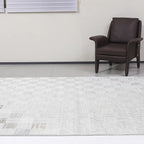 Safei Textured Grid Calm Interior Area Rug with Light Grey Checkerboard Texture Style Carpet