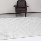 Safei Textured Grid Calm Interior Area Rug with Light Grey Checkerboard Texture Style Carpet