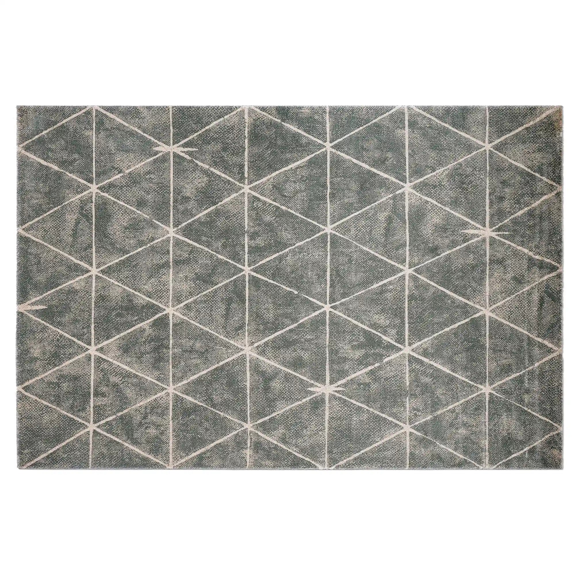 Tapis Abstrait Géométrique Neutre à Facettes Torino, pour un Intérieur Ordonné et Design, Style Étoile Moderne
