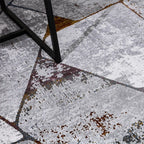 Torino Fragmentierte Facette Geometrischer Abstrakter Neutraler Teppich Modern Industriell Geometrischer Teppich im Used-Look