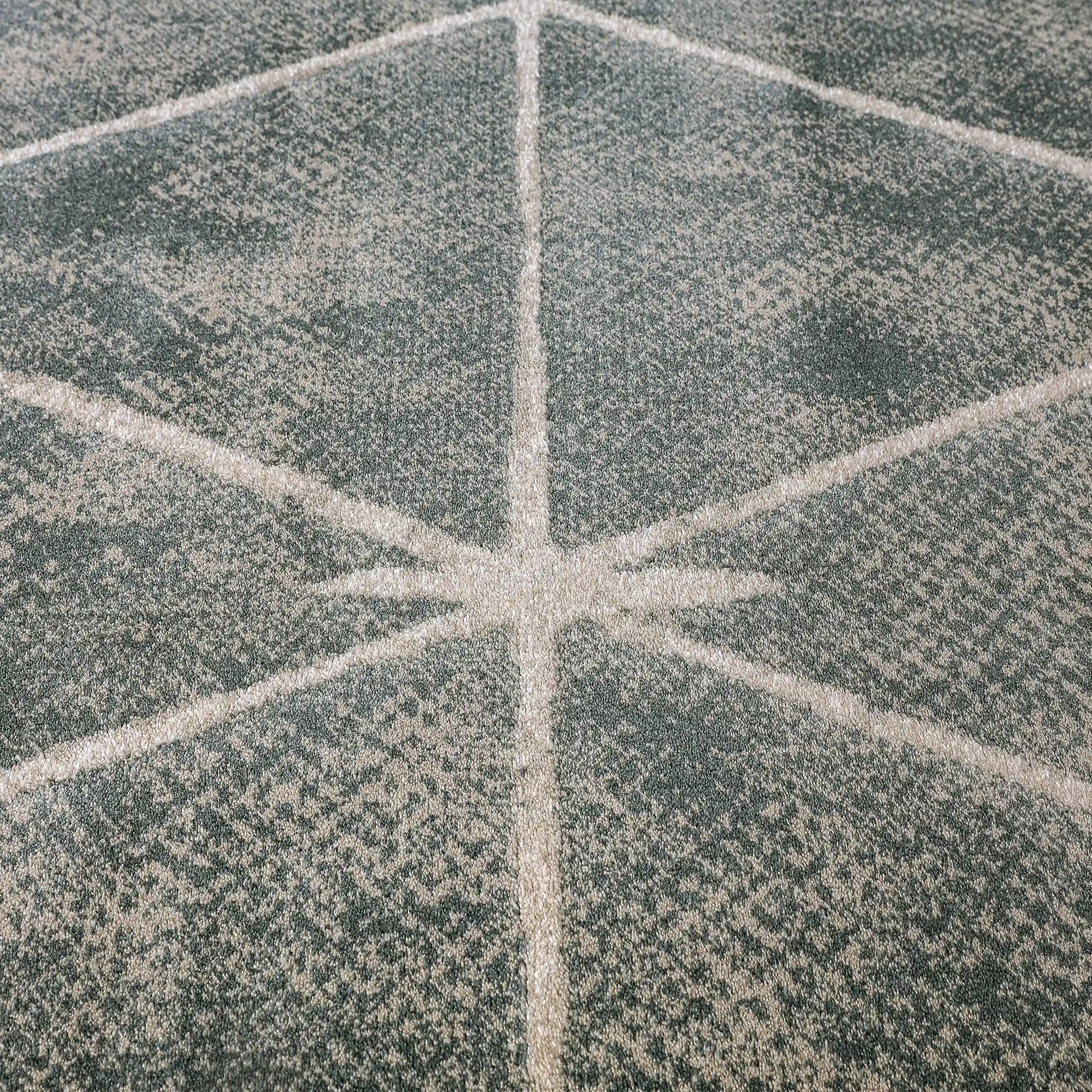 Tapis Abstrait Géométrique Neutre à Facettes Torino, pour un Intérieur Ordonné et Design, Style Étoile Moderne