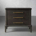 St. Martin Wood Closed Nightstand Oak Nightside Table with Soft-Close 3-Drawer Cabinet