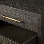 St. Martin Wood Closed Nightstand Oak Nightside Table with Soft-Close 3-Drawer Cabinet