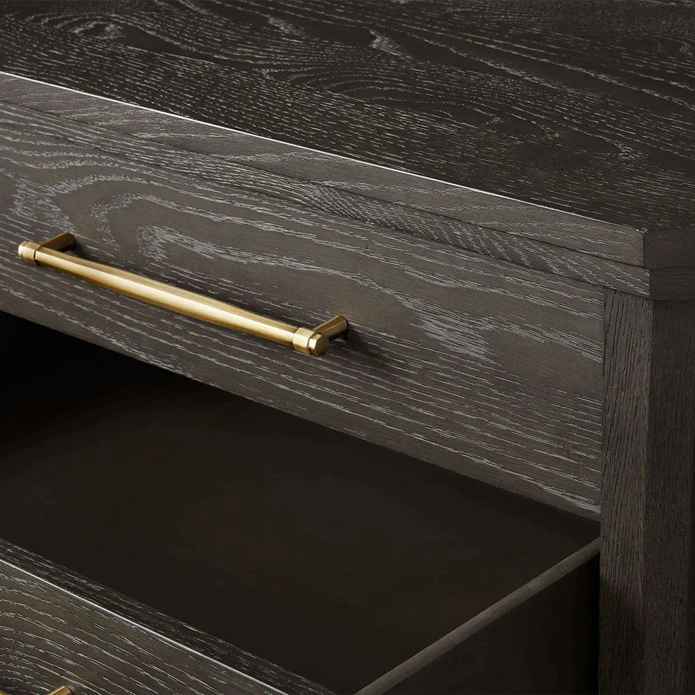 St. Martin Wood Closed Nightstand Oak Nightside Table with Soft-Close 3-Drawer Cabinet