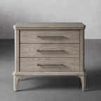 St. Martin Wood Closed Nightstand Oak Nightside Table with Soft-Close 3-Drawer Cabinet