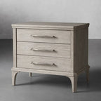 St. Martin Wood Closed Nightstand Oak Nightside Table with Soft-Close 3-Drawer Cabinet