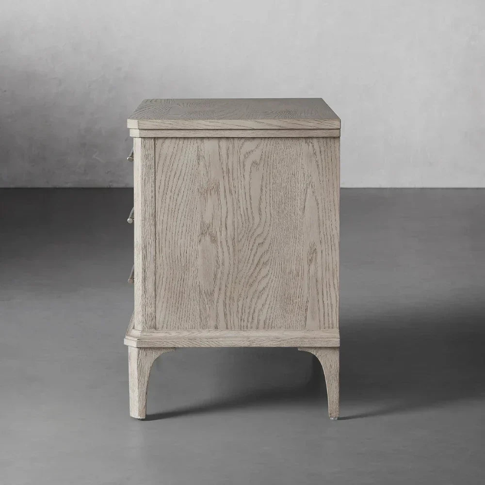 St. Martin Wood Closed Nightstand Oak Nightside Table with Soft-Close 3-Drawer Cabinet