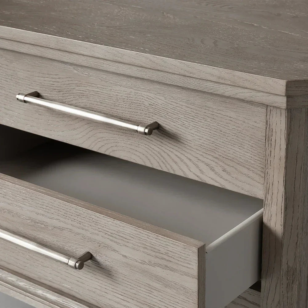 St. Martin Wood Closed Nightstand Oak Nightside Table with Soft-Close 3-Drawer Cabinet