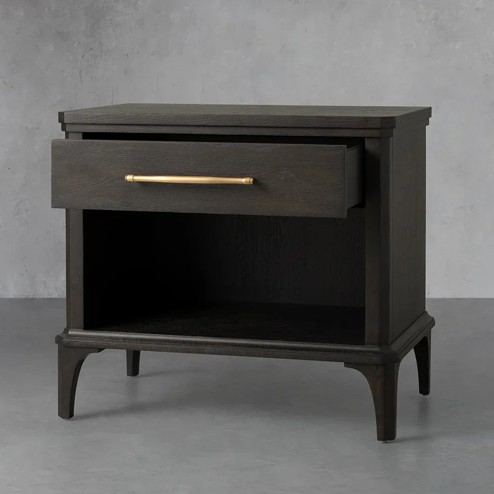 St. Martin Opens Solid Oak Nightstand Traditional Nightside Table with Soft-Close ONE-Drawer Cabinet