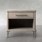 St. Martin Opens Solid Oak Nightstand Traditional Nightside Table with Soft-Close ONE-Drawer Cabinet