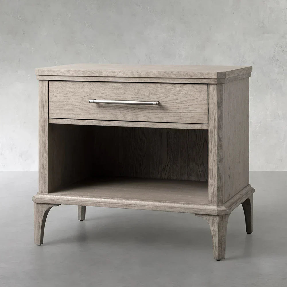 St. Martin Opens Solid Oak Nightstand Traditional Nightside Table with Soft-Close ONE-Drawer Cabinet