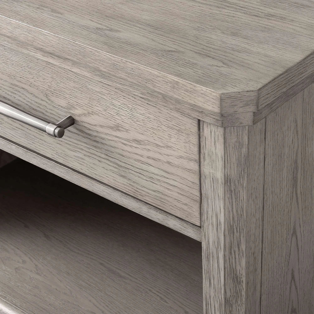 St. Martin Opens Solid Oak Nightstand Traditional Nightside Table with Soft-Close ONE-Drawer Cabinet