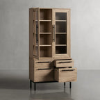 Sullivan Glass-Door Display Tall Cabinets Office File Cabinet Bookcase Wood Sideboard