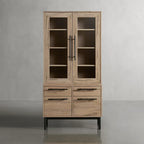 Sullivan Glass-Door Display Tall Cabinets Office File Cabinet Bookcase Wood Sideboard