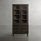 Sullivan Glass-Door Display Tall Cabinets Office File Cabinet Bookcase Wood Sideboard