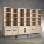 Sullivan Large Wood Tall Display Cabinet  Rustic Modular Office File Bookcase