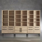 Sullivan Large Wood Tall Display Cabinet  Rustic Modular Office File Bookcase
