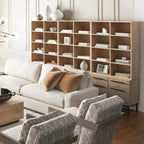 Sullivan Large Wood Tall Display Cabinet  Rustic Modular Office File Bookcase