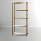 Thaddeus Metal White Marble Shelving Hand-Forged Shelving Units Storage Shelves