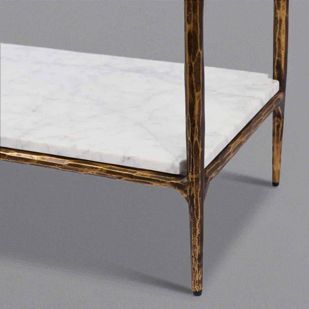 Thaddeus Metal White Marble Shelving Hand-Forged Shelving Units Storage Shelves