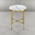 Thaddeus Carrara Marble Round Side Table Hand-Forged End Table 18"D