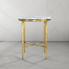Thaddeus Carrara Marble Round Side Table Hand-Forged End Table 18"D
