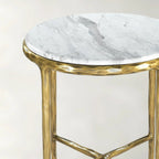 Thaddeus Carrara Marble Round Side Table Hand-Forged End Table 18"D