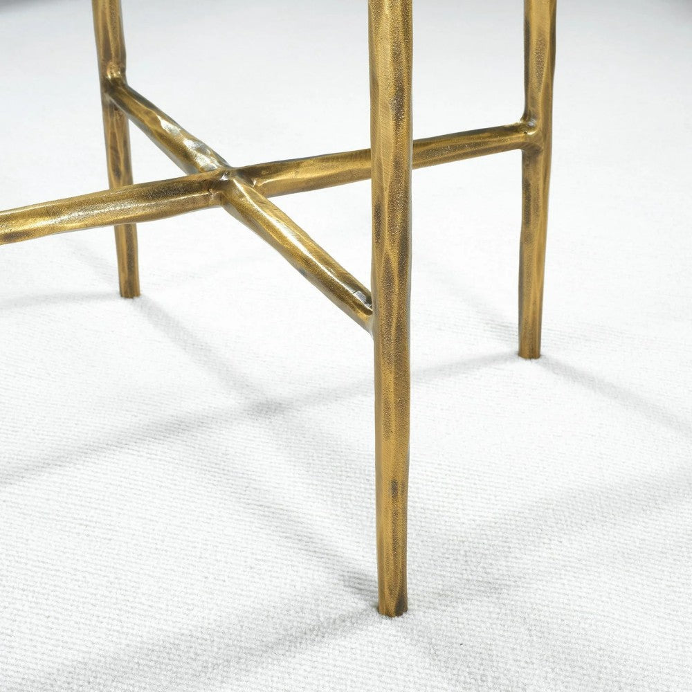 Thaddeus Carrara Marble Round Side Table Hand-Forged End Table 18"D
