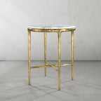 Thaddeus Carrara Marble Round Side Table Hand-Forged End Table 18"D