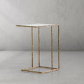 Thaddeus Tempered Glass Side Table Hand-Forged C-Shaped End Table