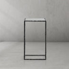 Thaddeus Tempered Glass Side Table Hand-Forged C-Shaped End Table
