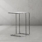 Thaddeus Tempered Glass Side Table Hand-Forged C-Shaped End Table