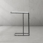 Thaddeus Tempered Glass Side Table Hand-Forged C-Shaped End Table