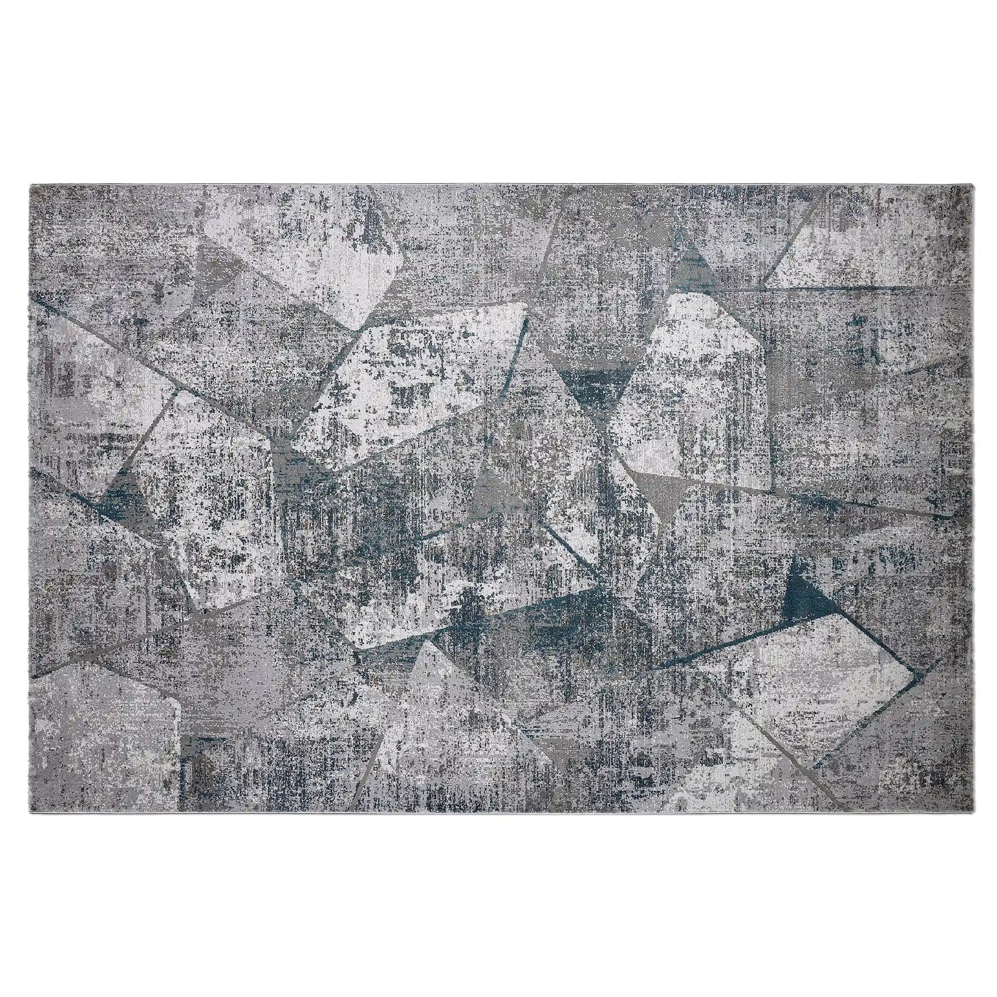 Tapis Torino Mosaïque Fragmentée Abstraite Neutre Style Géométrique Fragmenté et Vieilli Moderne