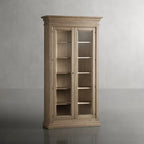 Tuscany Glass Door Tall Display Cabinets Antiqued Wood Bookcases File Cabinets